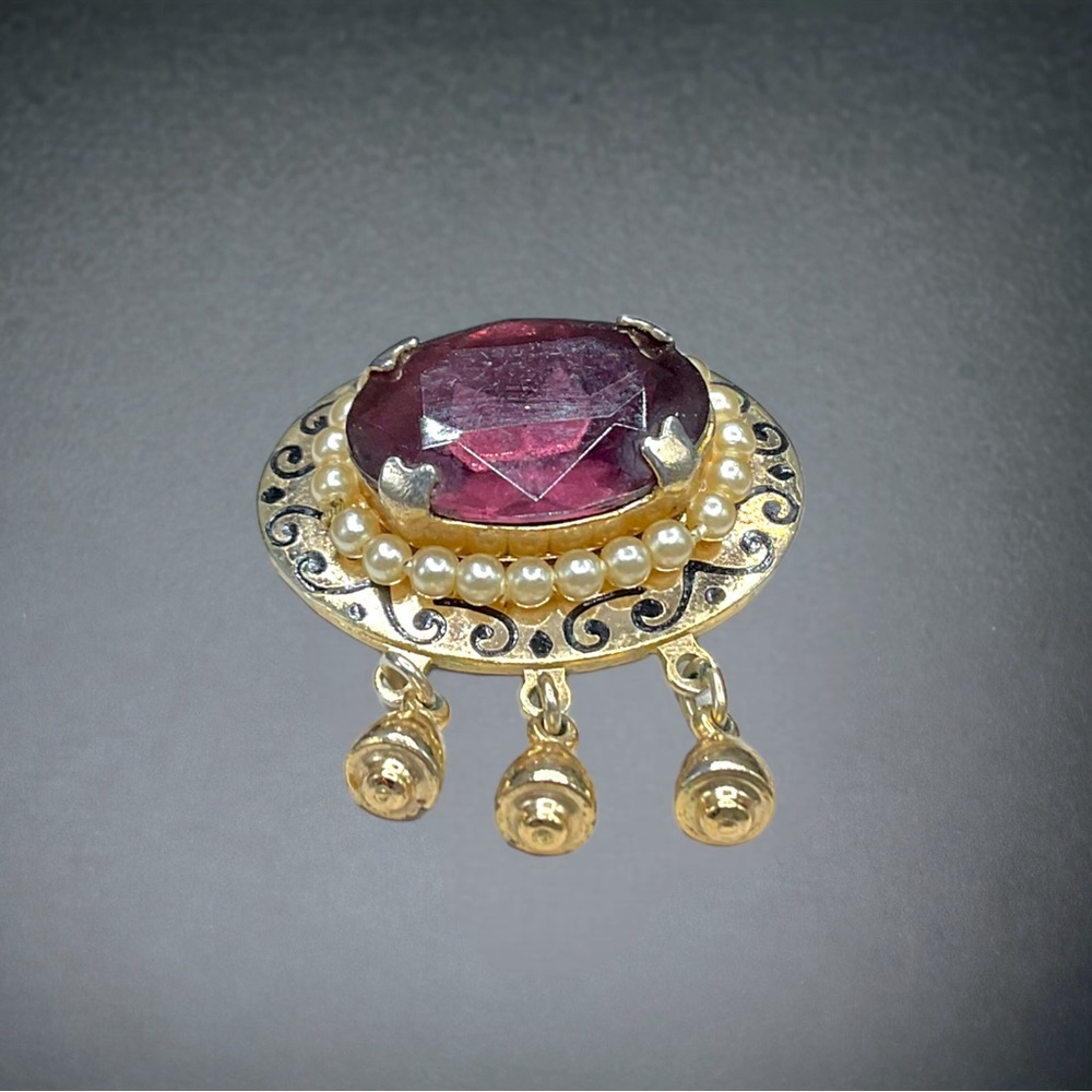 🌺Vintage Art Nouveau Amethyst Brooch - Picture 3 of 10